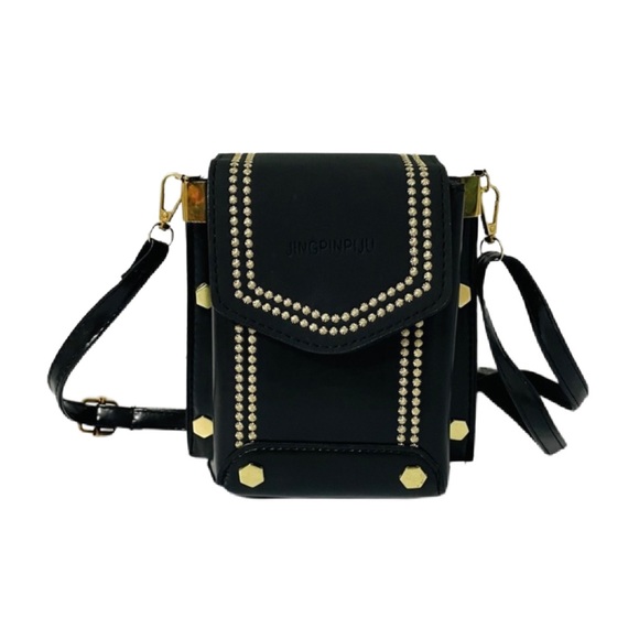 Handbags - 1009-Black Mini Embroidered Bag